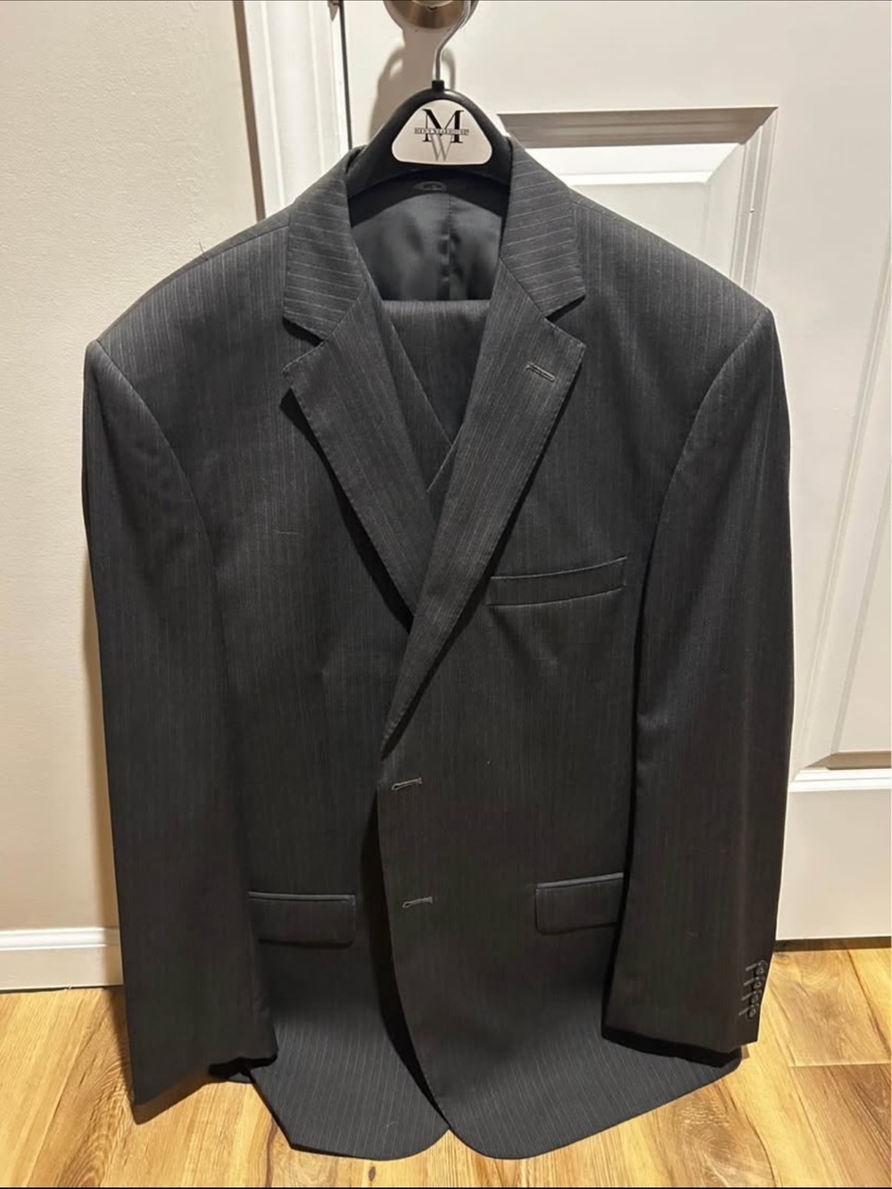 Source Unknown Men's Gray Pinstripe Suit Blazer